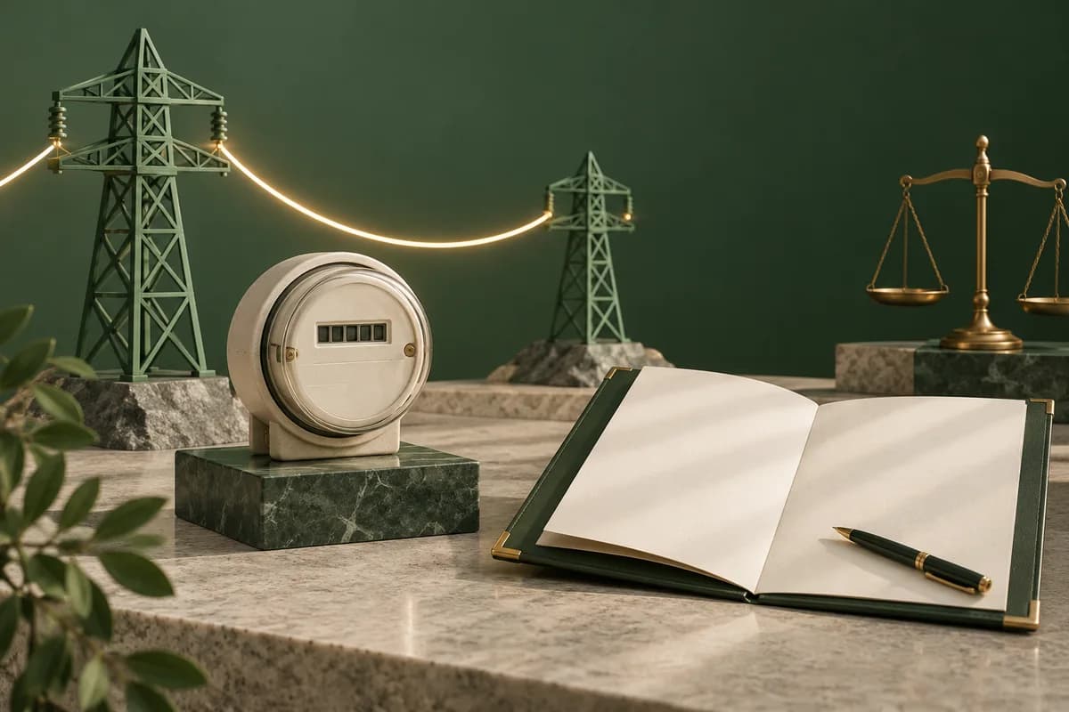 Transmission tower models, electricity meter, and blank contract